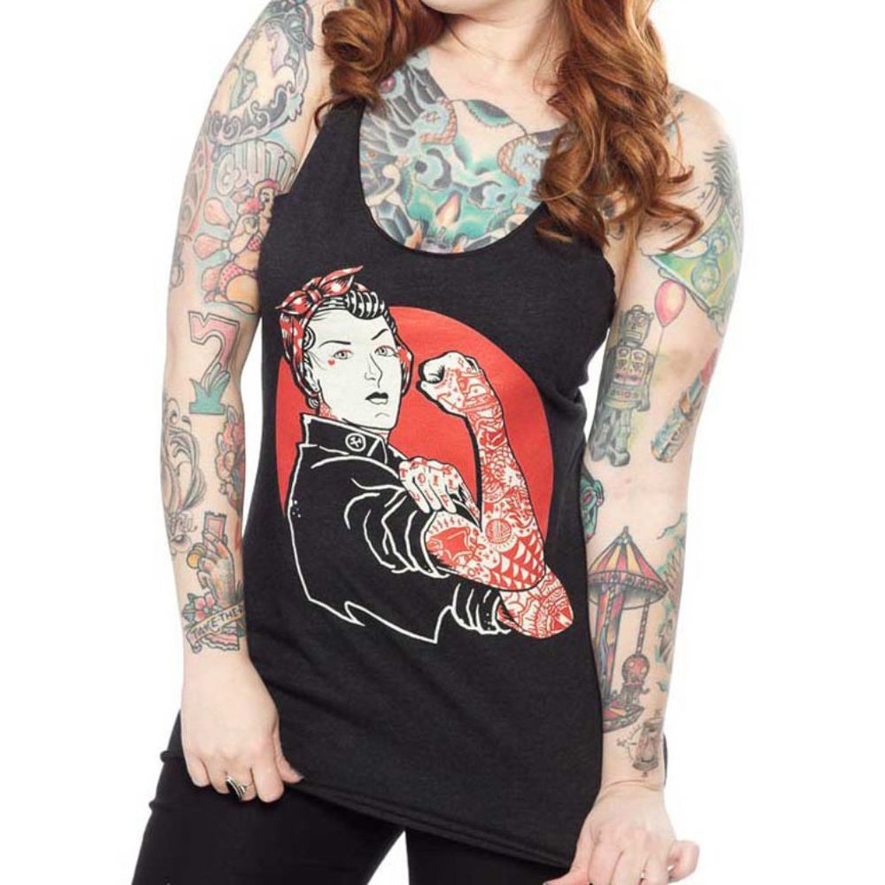 We Can Do It Rockabilly Racer Back Tank Top S-XL